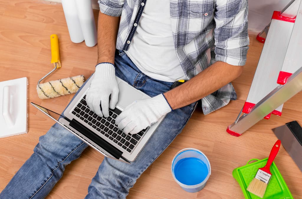 Man working with laptop